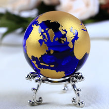 Load image into Gallery viewer, 6cm Blue Gold Crystal Earth Model Feng Shui Glass Globe Crystal Ball Sphere Ornaments Figurine Home Decoration Accessories Gifts
