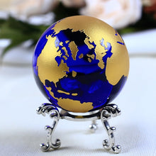 Load image into Gallery viewer, 6cm Blue Gold Crystal Earth Model Feng Shui Glass Globe Crystal Ball Sphere Ornaments Figurine Home Decoration Accessories Gifts