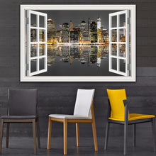 Load image into Gallery viewer, 3D Window View Wall Sticker Night City Landscape Sticker Decal Vinyl Wallpaper Home Decor Living Room