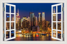 Load image into Gallery viewer, 3D Window View Wall Sticker Night City Landscape Sticker Decal Vinyl Wallpaper Home Decor Living Room