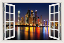 Load image into Gallery viewer, 3D Window View Wall Sticker Night City Landscape Sticker Decal Vinyl Wallpaper Home Decor Living Room