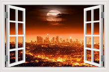 Load image into Gallery viewer, 3D Window View Wall Sticker Night City Landscape Sticker Decal Vinyl Wallpaper Home Decor Living Room