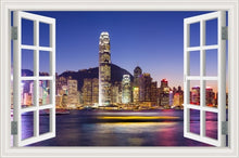 Load image into Gallery viewer, 3D Window View Wall Sticker Night City Landscape Sticker Decal Vinyl Wallpaper Home Decor Living Room