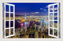 Load image into Gallery viewer, 3D Window View Wall Sticker Night City Landscape Sticker Decal Vinyl Wallpaper Home Decor Living Room