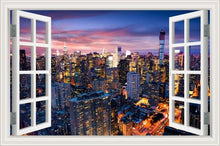 Load image into Gallery viewer, 3D Window View Wall Sticker Night City Landscape Sticker Decal Vinyl Wallpaper Home Decor Living Room