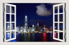 Load image into Gallery viewer, 3D Window View Wall Sticker Night City Landscape Sticker Decal Vinyl Wallpaper Home Decor Living Room