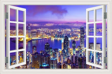 Load image into Gallery viewer, 3D Window View Wall Sticker Night City Landscape Sticker Decal Vinyl Wallpaper Home Decor Living Room