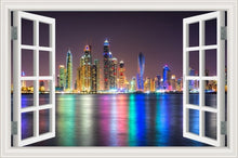 Load image into Gallery viewer, 3D Window View Wall Sticker Night City Landscape Sticker Decal Vinyl Wallpaper Home Decor Living Room