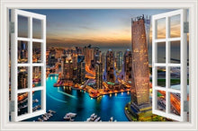 Load image into Gallery viewer, 3D Window View Wall Sticker Night City Landscape Sticker Decal Vinyl Wallpaper Home Decor Living Room