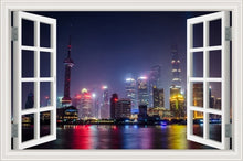Load image into Gallery viewer, 3D Window View Wall Sticker Night City Landscape Sticker Decal Vinyl Wallpaper Home Decor Living Room
