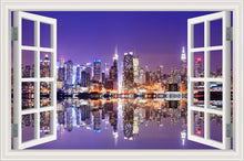 Load image into Gallery viewer, 3D Window View Wall Sticker Night City Landscape Sticker Decal Vinyl Wallpaper Home Decor Living Room