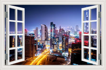 Load image into Gallery viewer, 3D Window View Wall Sticker Night City Landscape Sticker Decal Vinyl Wallpaper Home Decor Living Room