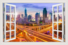 Load image into Gallery viewer, 3D Window View Wall Sticker Night City Landscape Sticker Decal Vinyl Wallpaper Home Decor Living Room