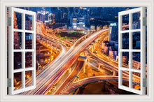 Load image into Gallery viewer, 3D Window View Wall Sticker Night City Landscape Sticker Decal Vinyl Wallpaper Home Decor Living Room