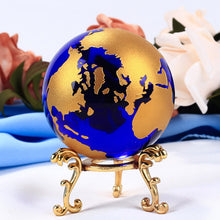 Load image into Gallery viewer, 6cm Blue Gold Crystal Earth Model Feng Shui Glass Globe Crystal Ball Sphere Ornaments Figurine Home Decoration Accessories Gifts